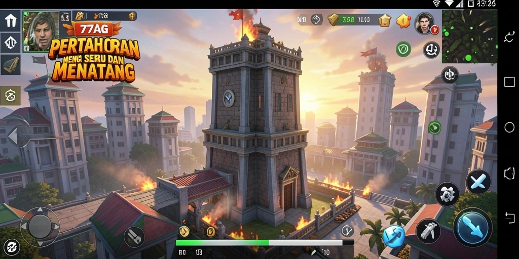 Tampilan gameplay seru Tower Defense di 77AG.