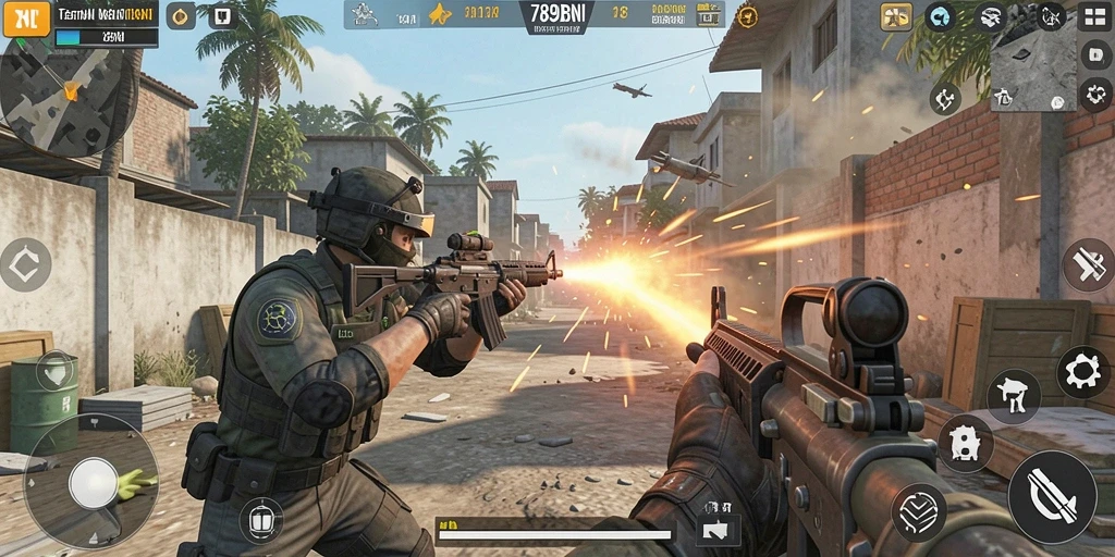 Tampilan gameplay seru dari 789BNI dengan aksi tembak menembak.