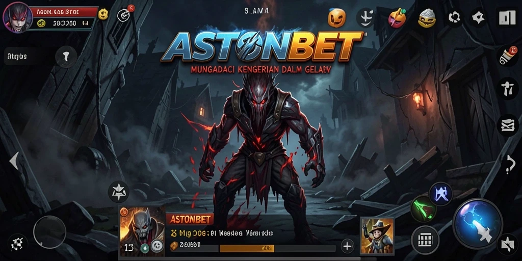 Screenshot gameplay ASTONBET menunjukkan suasana horor yang mencekam.
