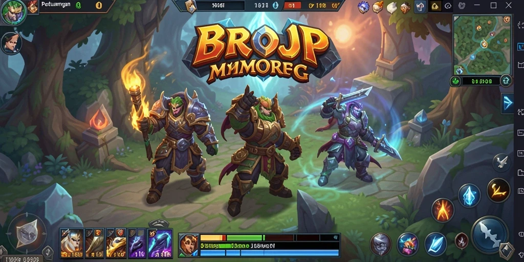 Gambaran aksi epik dalam gameplay MMORPG BROJP.