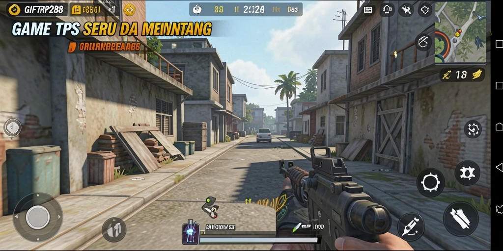 Screenshot dari gameplay seru GIFTRP288 menunjukkan aksi tembak-menembak intens.