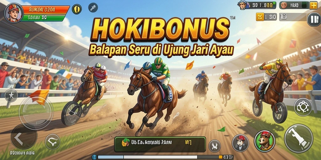 Tangkapan layar HOKIBONUS menunjukkan aksi balapan yang mendebarkan.