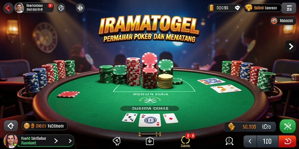 Tampilan gameplay Poker yang menarik dan interaktif di IRAMATOGEL.