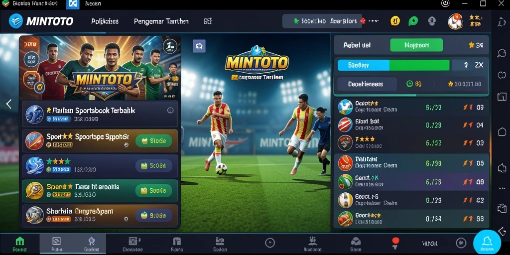 Tampilan layar utama aplikasi MINTOTO dengan berbagai pilihan taruhan.