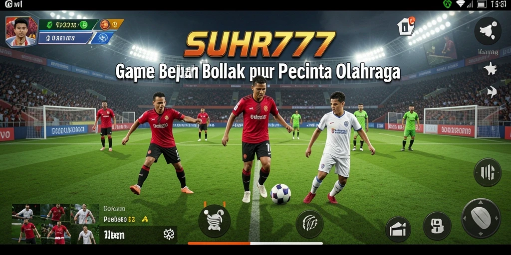 Tangkapan layar SUHU777 menampilkan aksi sepak bola yang menegangkan dan grafis mendetail.